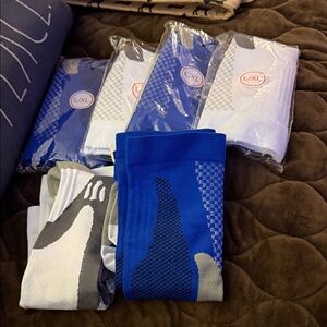 Blue and Gray Athletic compression socks(6)pair